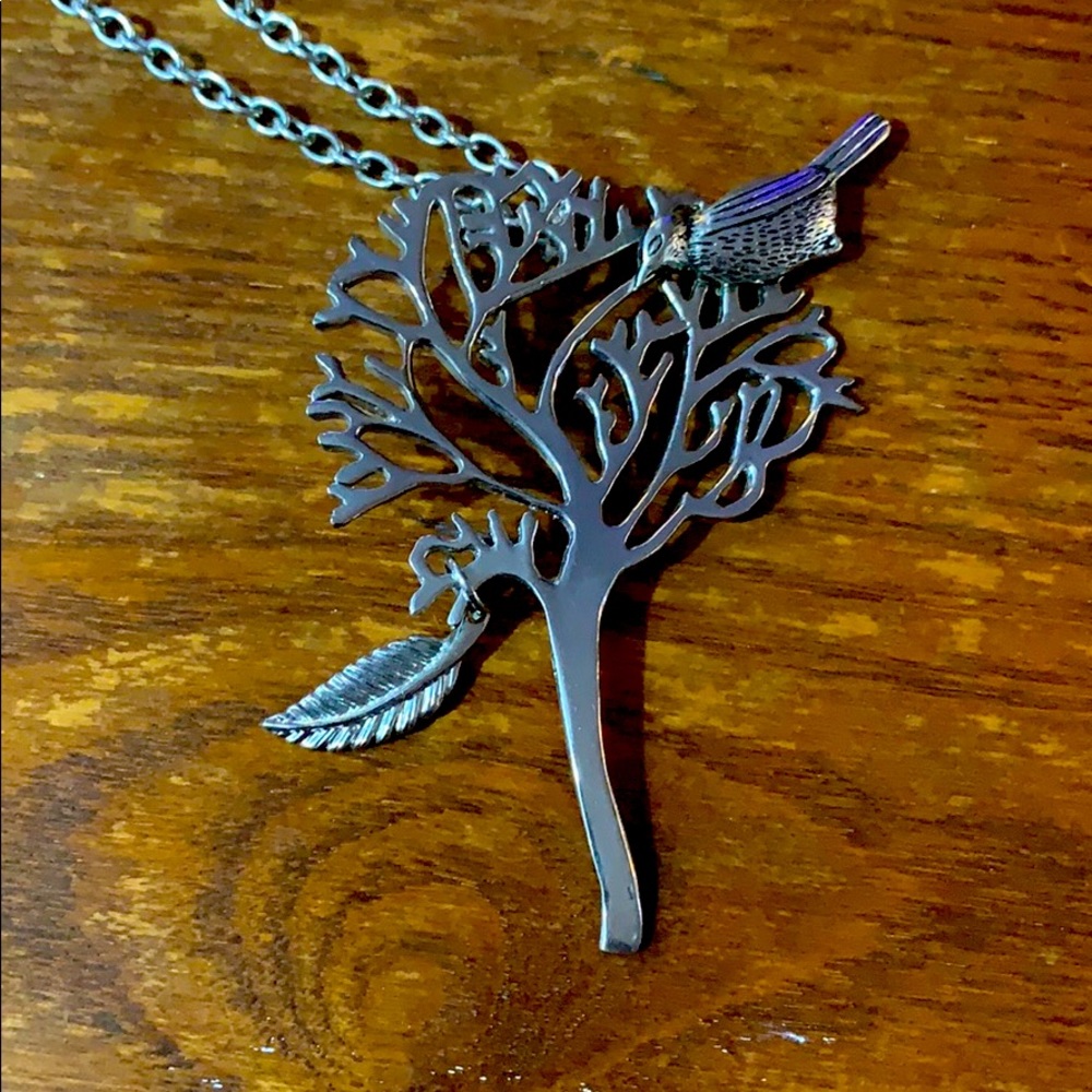 Tree of Life Necklace with Bird and Feather